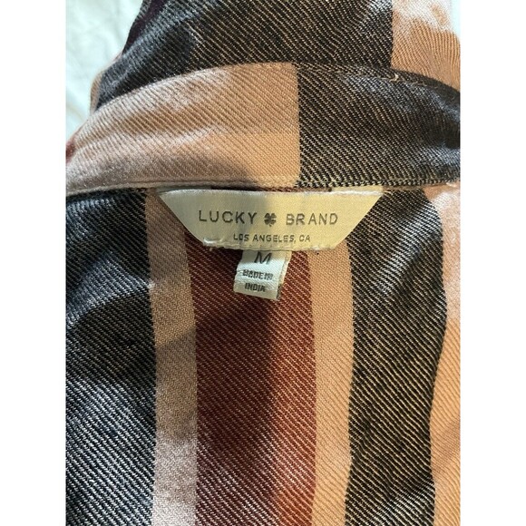 Lucky Brand Women’s M Plaid Modal Viscose Button Front Shirt Pink Burgundy - Picture 3 of 5